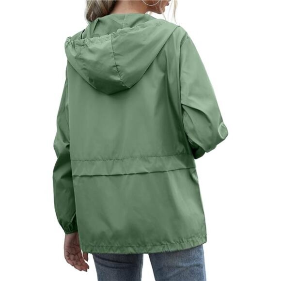 Women's Raincoats Lightweight Waterproof Windproof Adjustable Windbreaker Rain - Picture 4 of 6